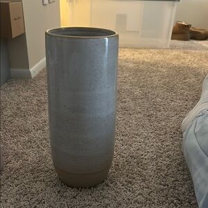 Sophisticated Gray and Tan Cylindrical Vase